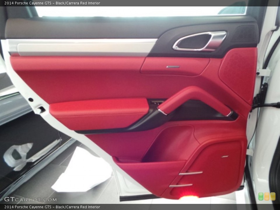 Black/Carrera Red Interior Door Panel for the 2014 Porsche Cayenne GTS #90840400