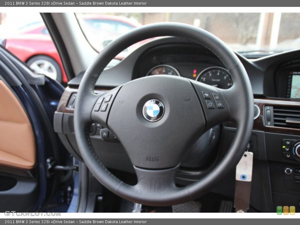 Saddle Brown Dakota Leather Interior Steering Wheel for the 2011 BMW 3 Series 328i xDrive Sedan #90863198