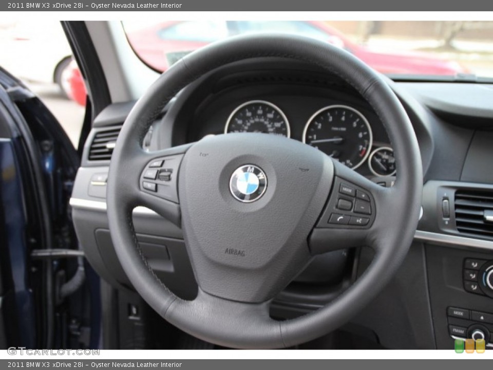 Oyster Nevada Leather Interior Steering Wheel for the 2011 BMW X3 xDrive 28i #90863777