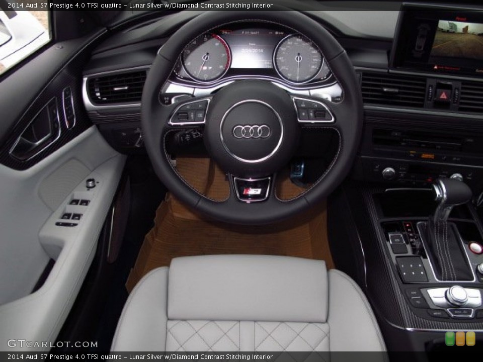 Lunar Silver w/Diamond Contrast Stitching Interior Steering Wheel for the 2014 Audi S7 Prestige 4.0 TFSI quattro #90877334