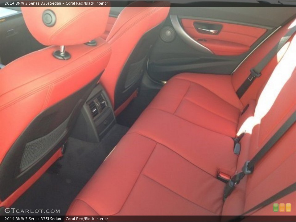 Coral Red/Black Interior Rear Seat for the 2014 BMW 3 Series 335i Sedan #90887923