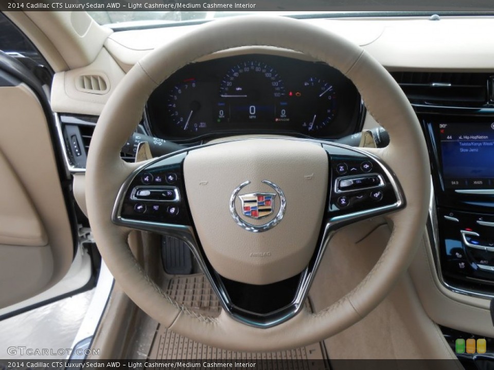 Light Cashmere/Medium Cashmere Interior Steering Wheel for the 2014 Cadillac CTS Luxury Sedan AWD #90904448