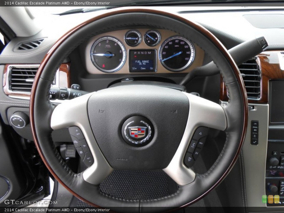 Ebony/Ebony Interior Steering Wheel for the 2014 Cadillac Escalade Platinum AWD #90905839