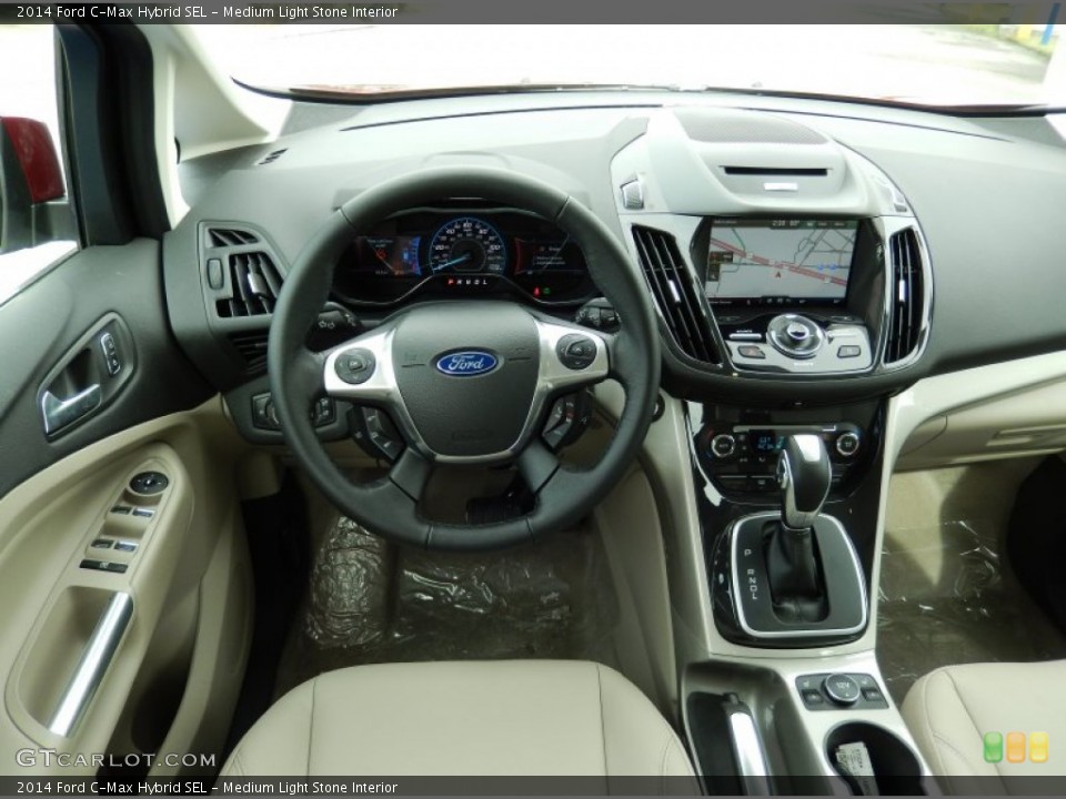 Medium Light Stone Interior Dashboard for the 2014 Ford C-Max Hybrid SEL #90974596
