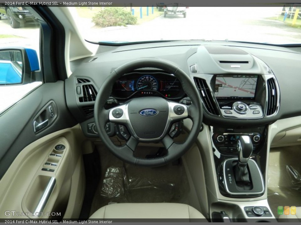 Medium Light Stone Interior Dashboard for the 2014 Ford C-Max Hybrid SEL #90974638