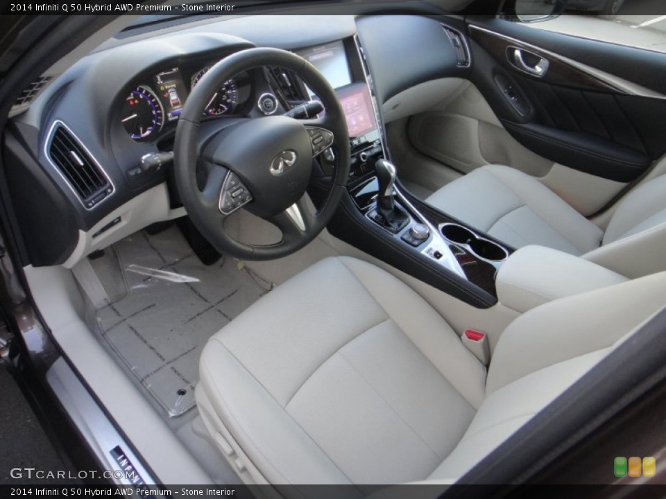 Stone Interior Prime Interior for the 2014 Infiniti Q 50 Hybrid AWD Premium #91136358