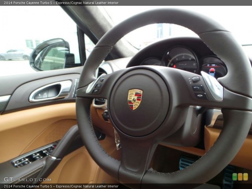 Espresso/Cognac Natural Leather Interior Steering Wheel for the 2014 Porsche Cayenne Turbo S #91211150