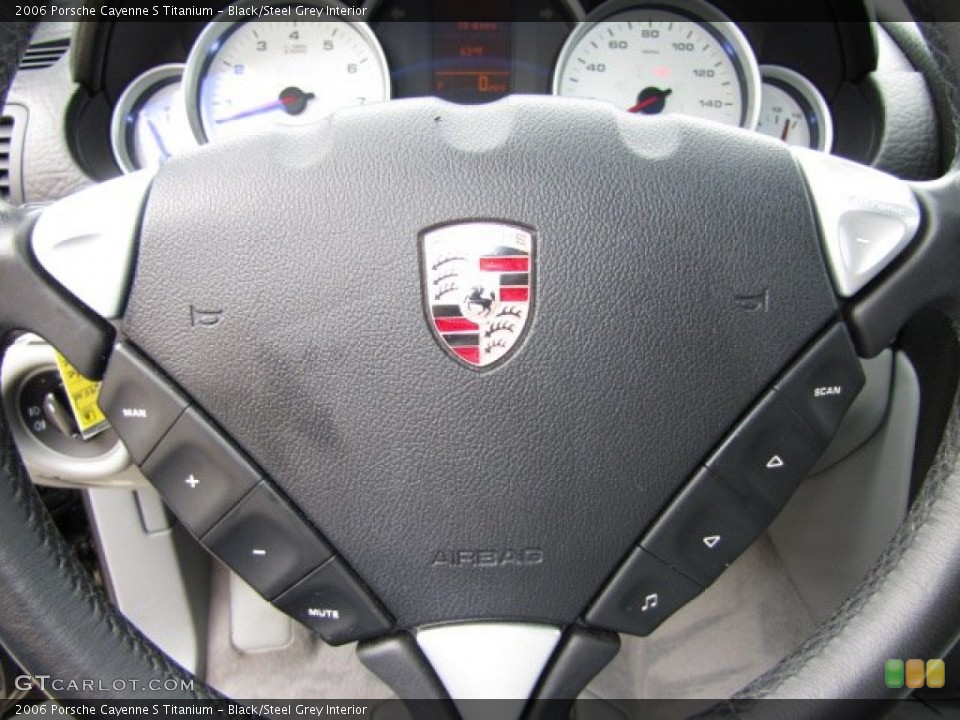 Black/Steel Grey Interior Steering Wheel for the 2006 Porsche Cayenne S Titanium #91228756