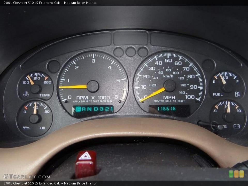 Medium Beige Interior Gauges for the 2001 Chevrolet S10 LS Extended Cab #91244800