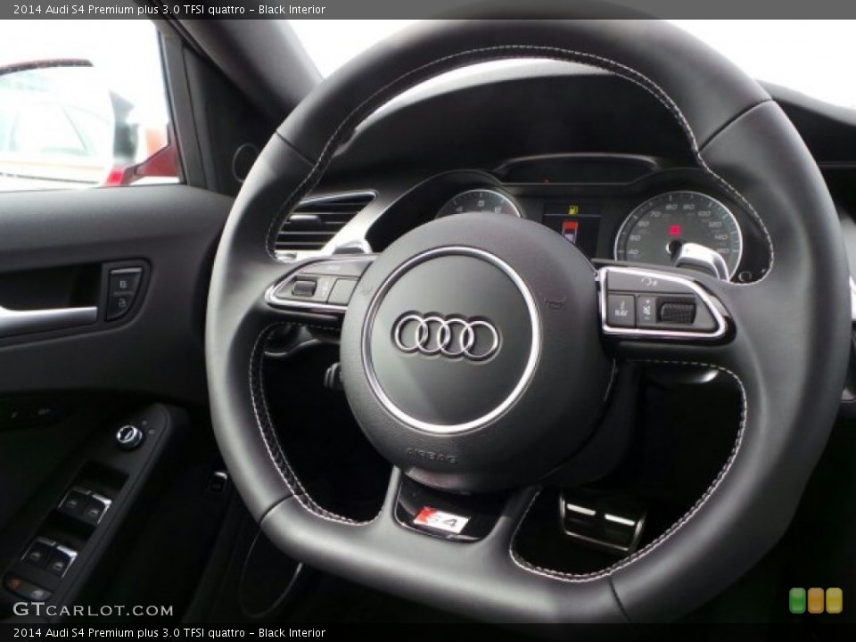Black Interior Steering Wheel for the 2014 Audi S4 Premium plus 3.0 TFSI quattro #91341769