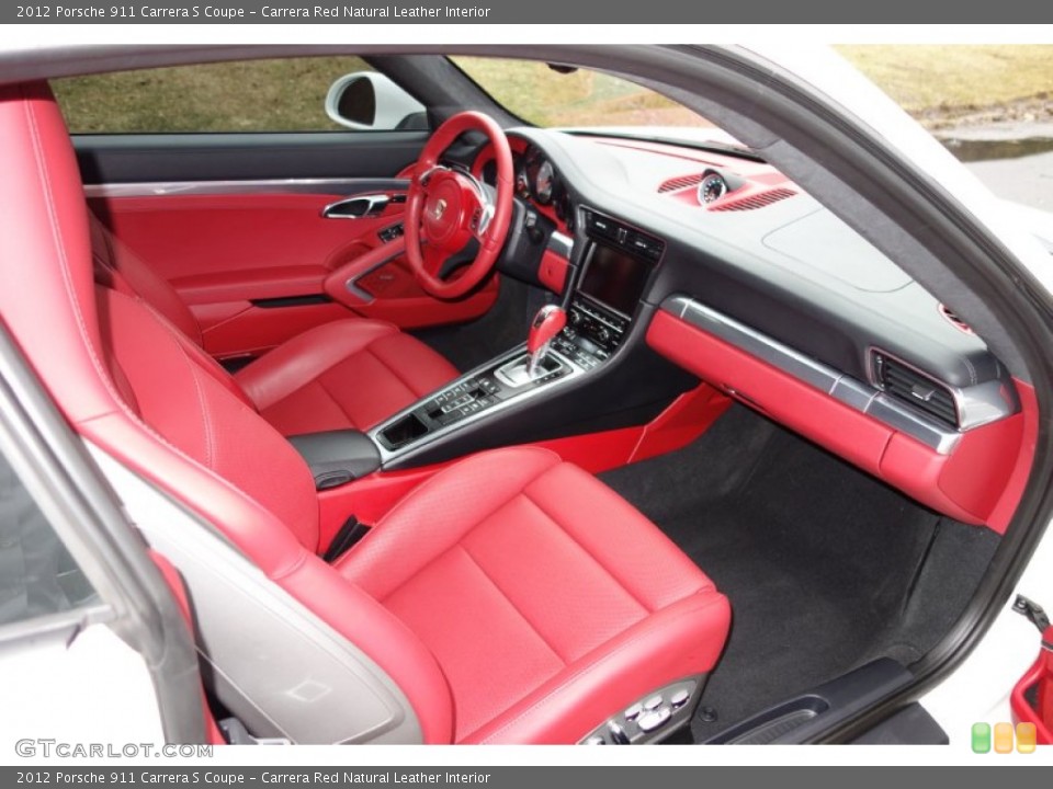 Carrera Red Natural Leather Interior Front Seat for the 2012 Porsche 911 Carrera S Coupe #91372015