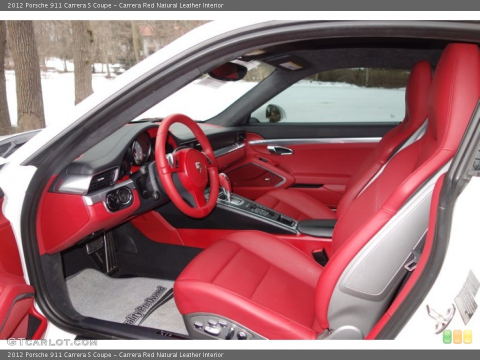 Carrera Red Natural Leather Interior Front Seat for the 2012 Porsche 911 Carrera S Coupe #91372126