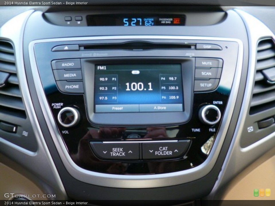 Beige Interior Controls for the 2014 Hyundai Elantra Sport Sedan #91378723