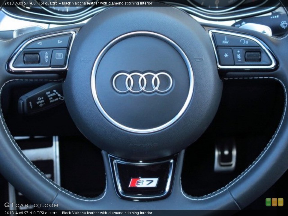 Black Valcona leather with diamond stitching Interior Steering Wheel for the 2013 Audi S7 4.0 TFSI quattro #91437611