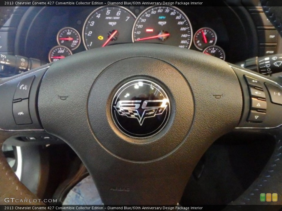 Diamond Blue/60th Anniversary Design Package Interior Steering Wheel for the 2013 Chevrolet Corvette 427 Convertible Collector Edition #91498781