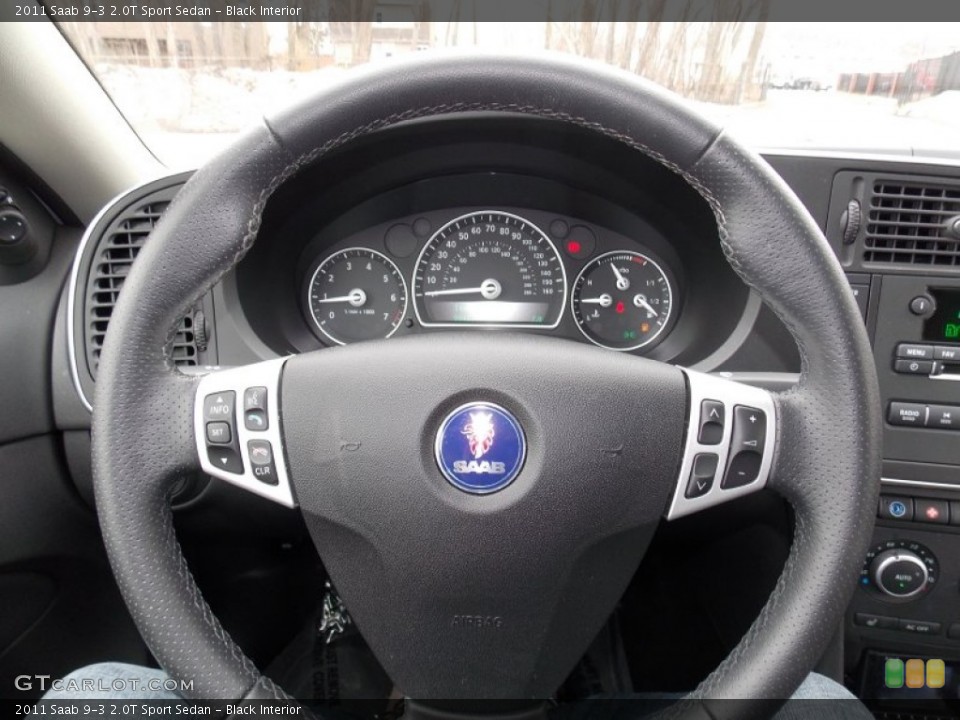 Black Interior Steering Wheel for the 2011 Saab 9-3 2.0T Sport Sedan #91622706