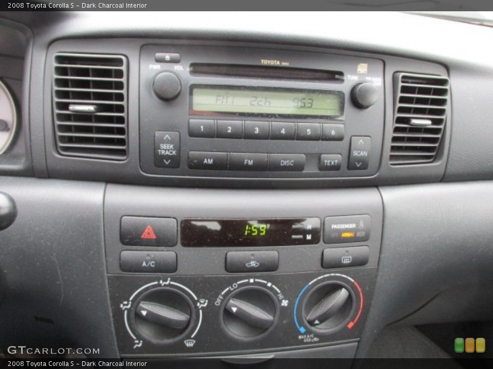 Dark Charcoal Interior Controls for the 2008 Toyota Corolla S #91631739