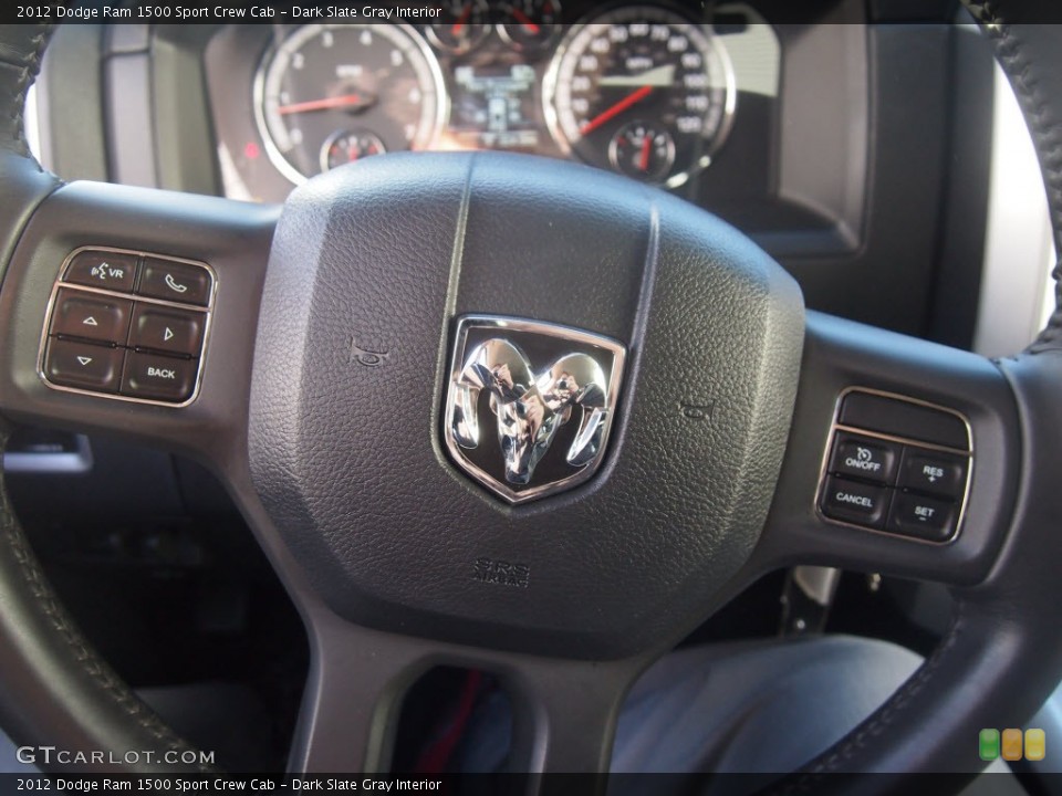 Dark Slate Gray Interior Steering Wheel for the 2012 Dodge Ram 1500 Sport Crew Cab #91654697