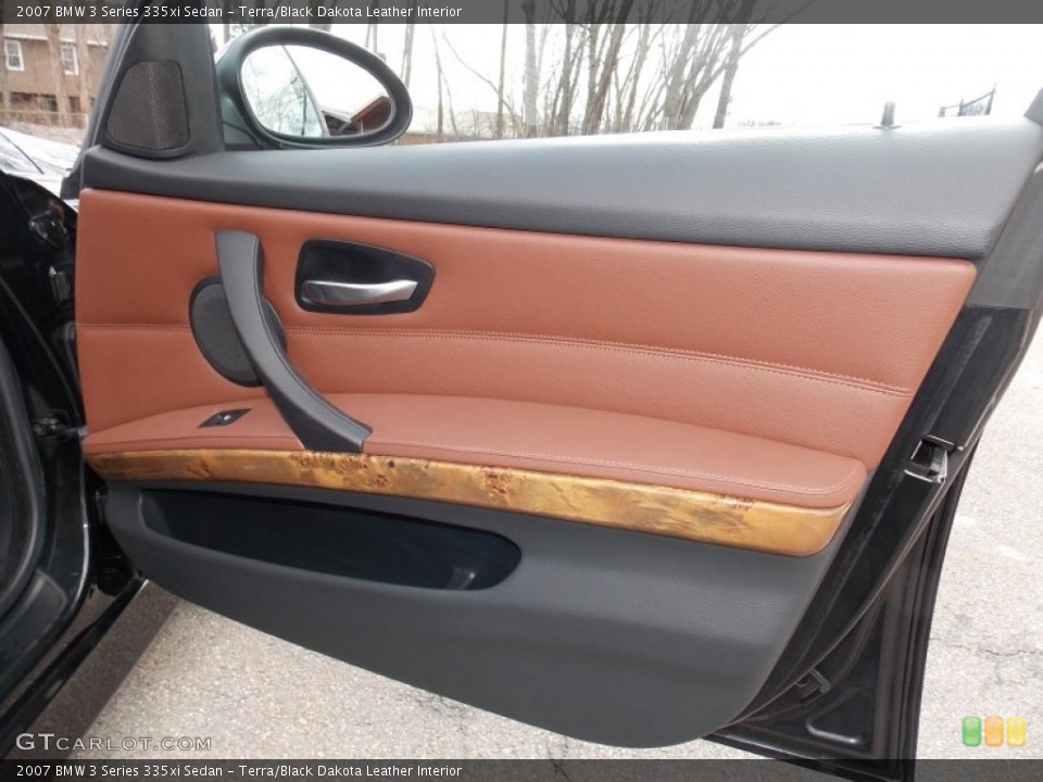 Terra/Black Dakota Leather Interior Door Panel for the 2007 BMW 3 Series 335xi Sedan #91669952