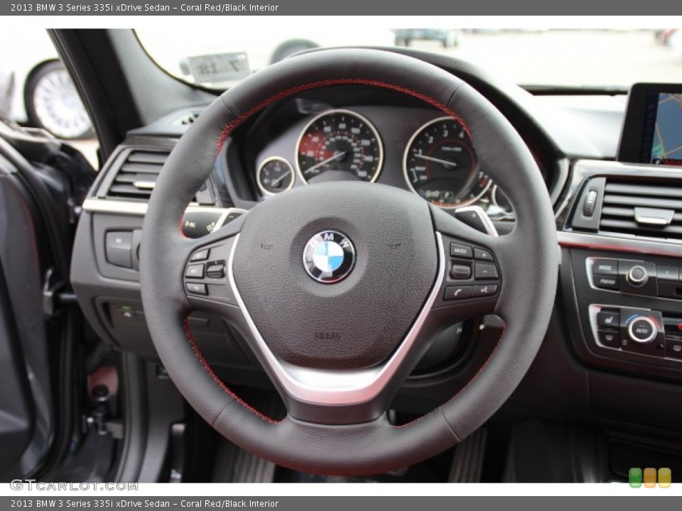 Coral Red/Black Interior Steering Wheel for the 2013 BMW 3 Series 335i xDrive Sedan #91680587