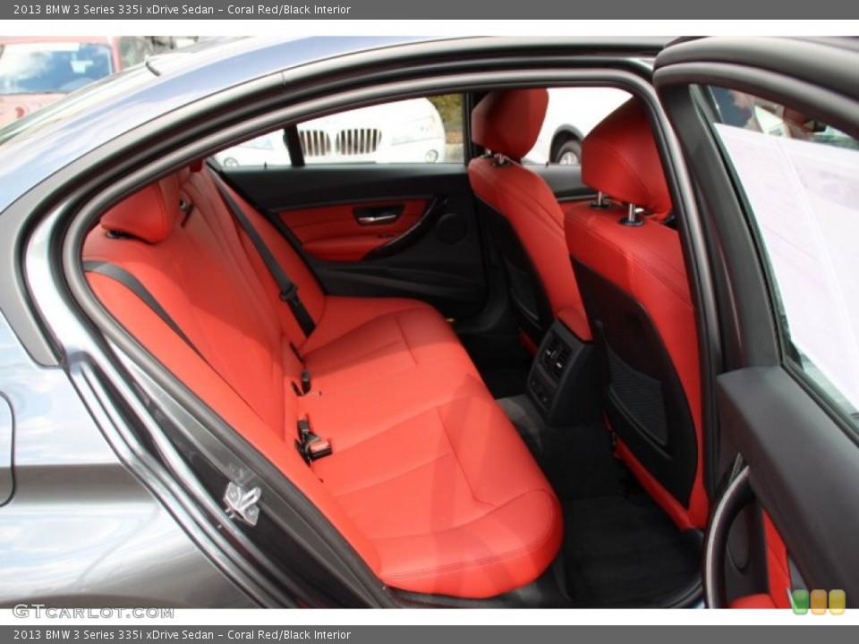Coral Red/Black Interior Rear Seat for the 2013 BMW 3 Series 335i xDrive Sedan #91680734