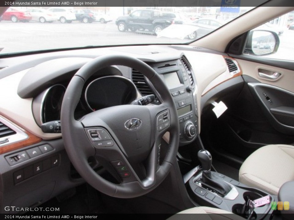 Beige Interior Dashboard for the 2014 Hyundai Santa Fe Limited AWD #91688573