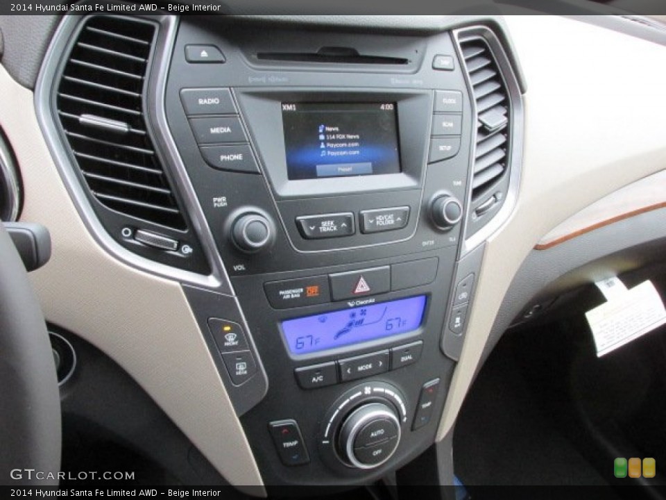 Beige Interior Controls for the 2014 Hyundai Santa Fe Limited AWD #91688654