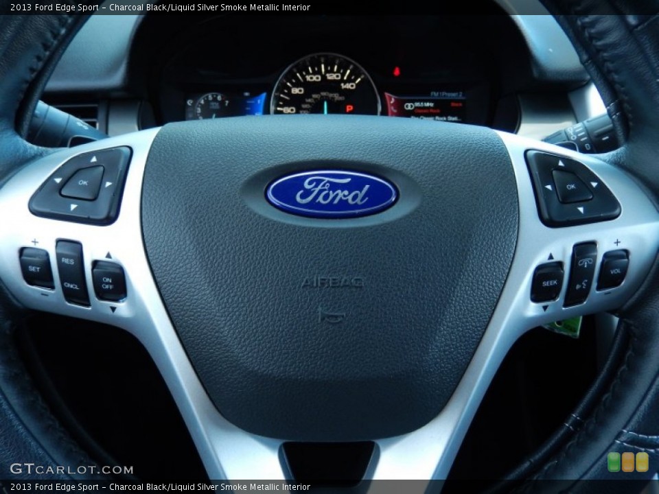 Charcoal Black/Liquid Silver Smoke Metallic Interior Steering Wheel for the 2013 Ford Edge Sport #91691345