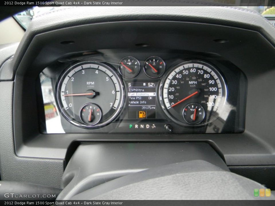 Dark Slate Gray Interior Gauges for the 2012 Dodge Ram 1500 Sport Quad Cab 4x4 #91694909