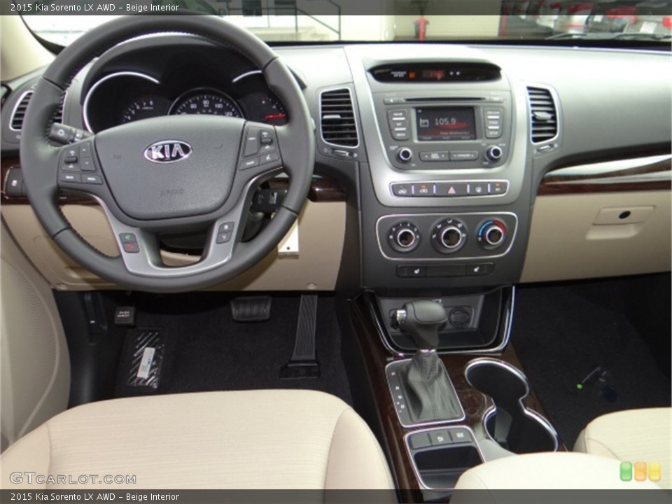 Beige Interior Dashboard for the 2015 Kia Sorento LX AWD #91697051