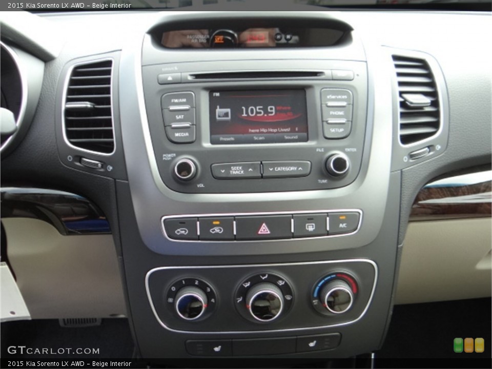Beige Interior Controls for the 2015 Kia Sorento LX AWD #91697105