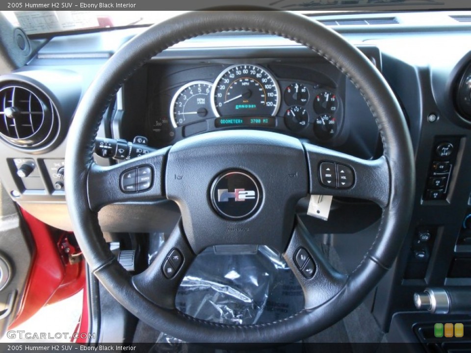 Ebony Black Interior Steering Wheel for the 2005 Hummer H2 SUV #91799597