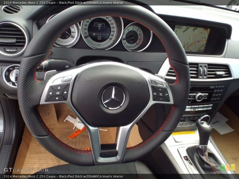 Black/Red Stitch w/DINAMICA Inserts Interior Steering Wheel for the 2014 Mercedes-Benz C 250 Coupe #91830695