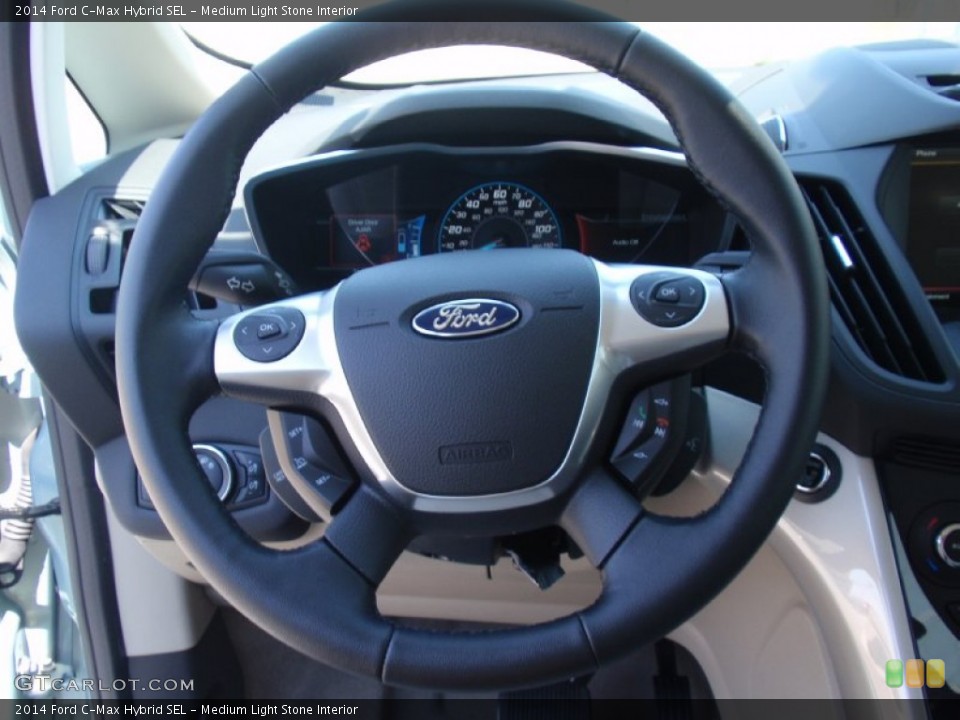 Medium Light Stone Interior Steering Wheel for the 2014 Ford C-Max Hybrid SEL #91836800
