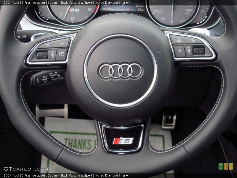 Black Valcona w/Sport Stitched Diamond Interior Steering Wheel for the 2014 Audi S6 Prestige quattro Sedan #91883787