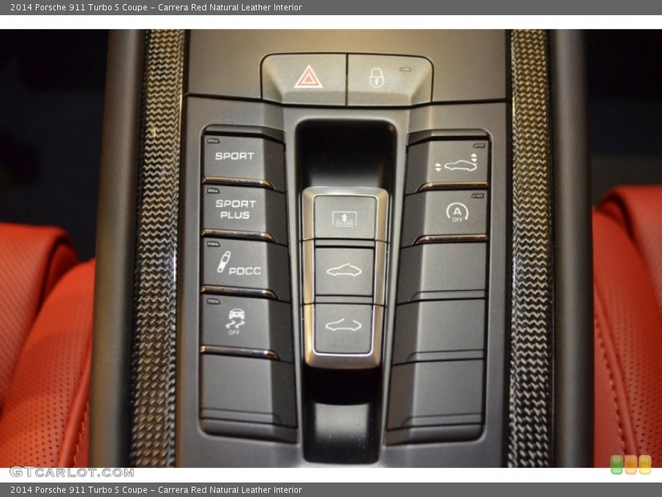 Carrera Red Natural Leather Interior Controls for the 2014 Porsche 911 Turbo S Coupe #91924966