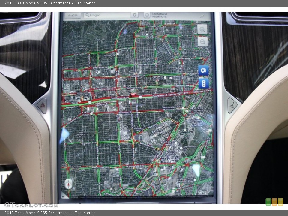 Tan Interior Navigation for the 2013 Tesla Model S P85 Performance #92041067