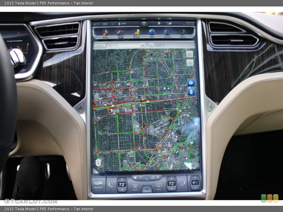 Tan Interior Navigation for the 2013 Tesla Model S P85 Performance #92041115