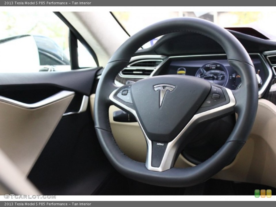 Tan Interior Steering Wheel for the 2013 Tesla Model S P85 Performance #92041742