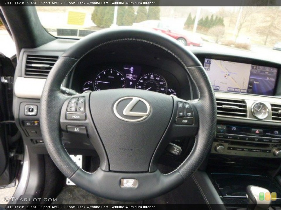F Sport Black w/White Perf. Genuine Aluminum Interior Steering Wheel for the 2013 Lexus LS 460 F Sport AWD #92064629