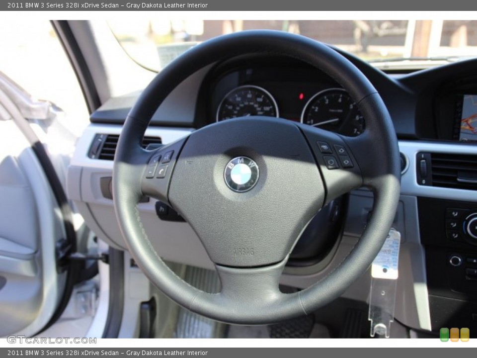 Gray Dakota Leather Interior Steering Wheel for the 2011 BMW 3 Series 328i xDrive Sedan #92158702