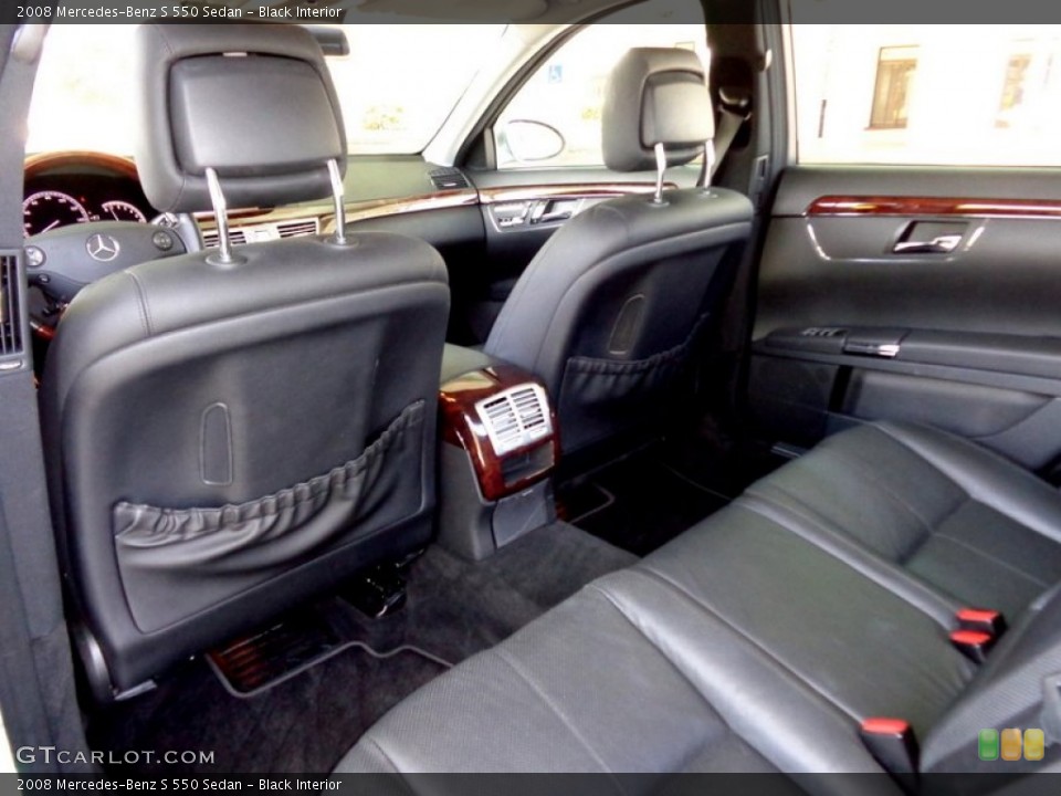 Black Interior Rear Seat for the 2008 Mercedes-Benz S 550 Sedan #92229502