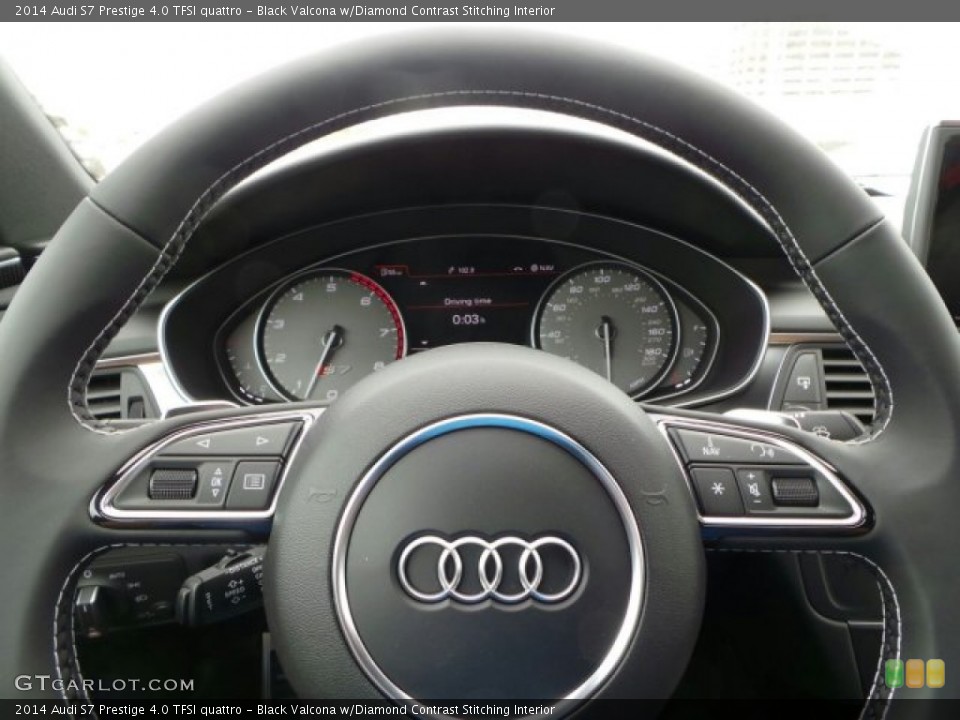 Black Valcona w/Diamond Contrast Stitching Interior Steering Wheel for the 2014 Audi S7 Prestige 4.0 TFSI quattro #92236865