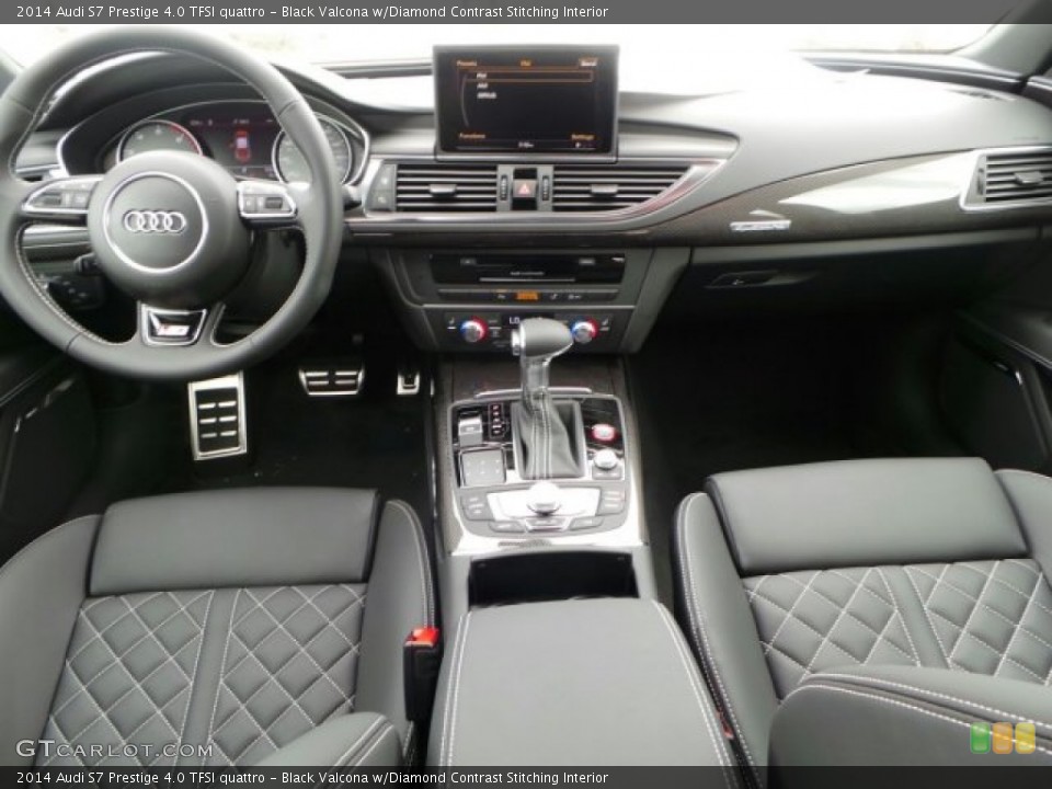Black Valcona w/Diamond Contrast Stitching Interior Dashboard for the 2014 Audi S7 Prestige 4.0 TFSI quattro #92236877