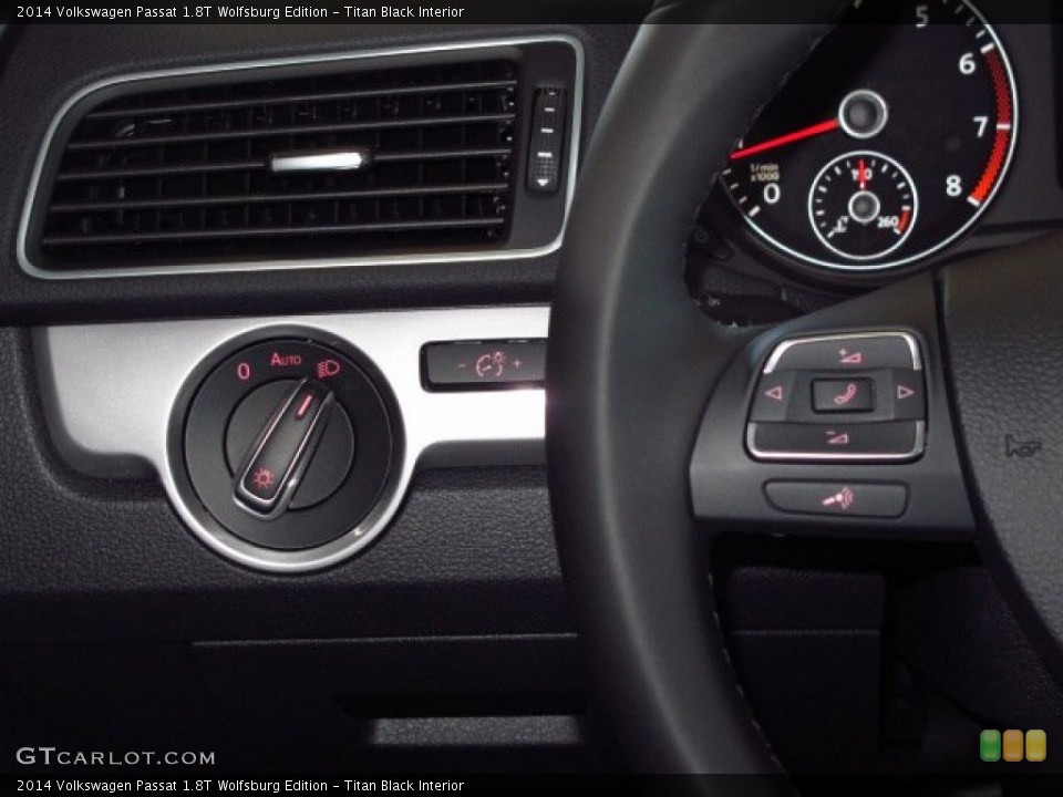 Titan Black Interior Controls for the 2014 Volkswagen Passat 1.8T Wolfsburg Edition #92424984
