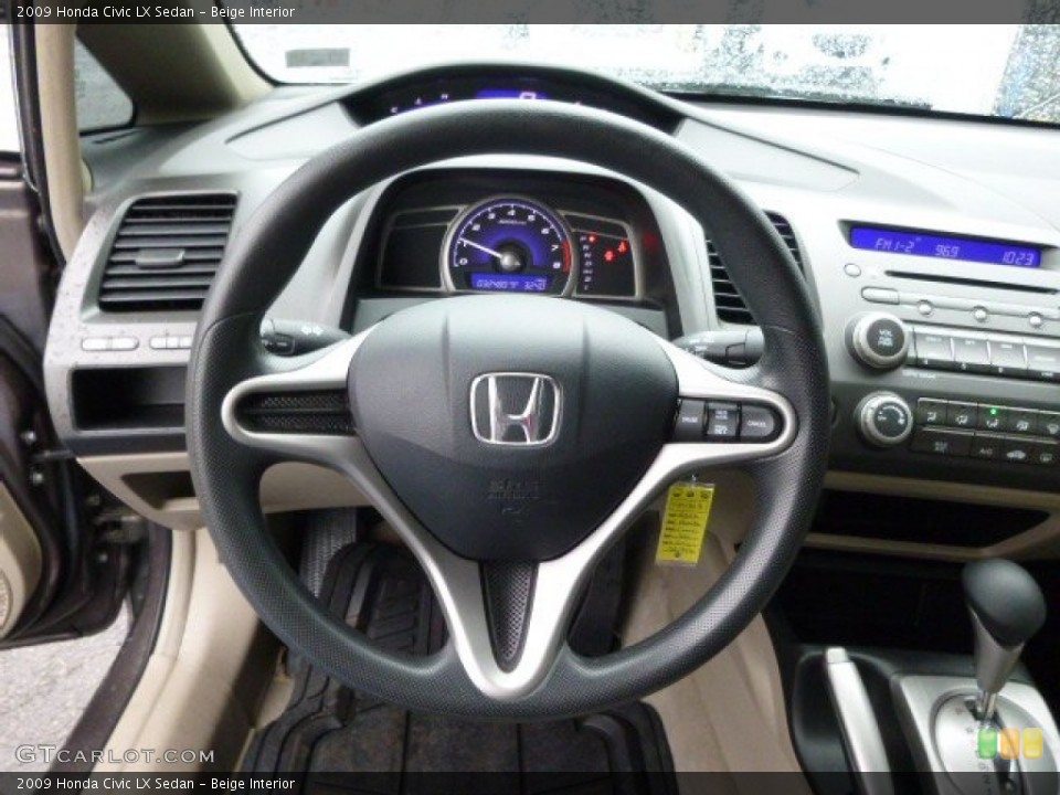 Beige Interior Steering Wheel for the 2009 Honda Civic LX Sedan #92459998