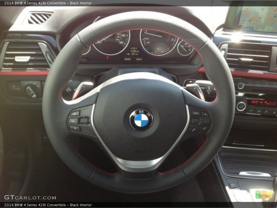 Black Interior Steering Wheel for the 2014 BMW 4 Series 428i Convertible #92499393