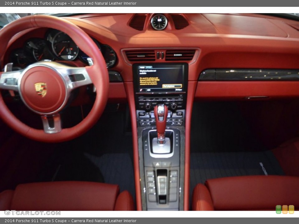 Carrera Red Natural Leather Interior Controls for the 2014 Porsche 911 Turbo S Coupe #92564003
