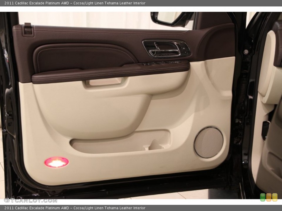 Cocoa/Light Linen Tehama Leather Interior Door Panel for the 2011 Cadillac Escalade Platinum AWD #92581799