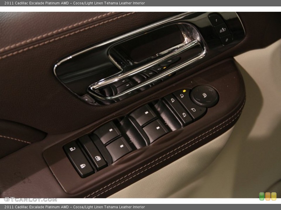 Cocoa/Light Linen Tehama Leather Interior Controls for the 2011 Cadillac Escalade Platinum AWD #92581816